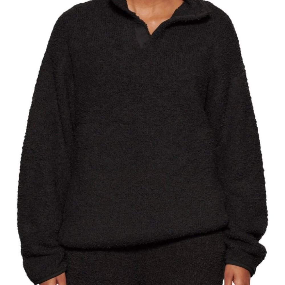 SKIMS SET! SKIMS Cozy Knit Quarter Button Up and Joggers - ONYX - L/XL